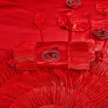 Romantic Red Rose Satin Ruffle Victorian Glam Comforter Set – view 7