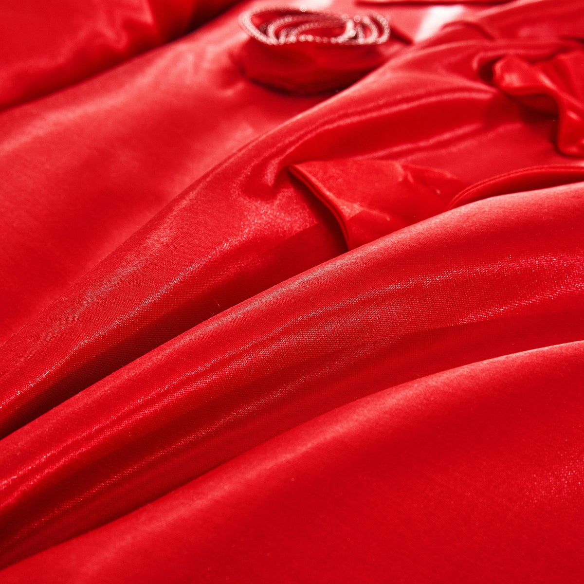 Romantic Red Rose Satin Ruffle Victorian Glam Comforter Set – view 11