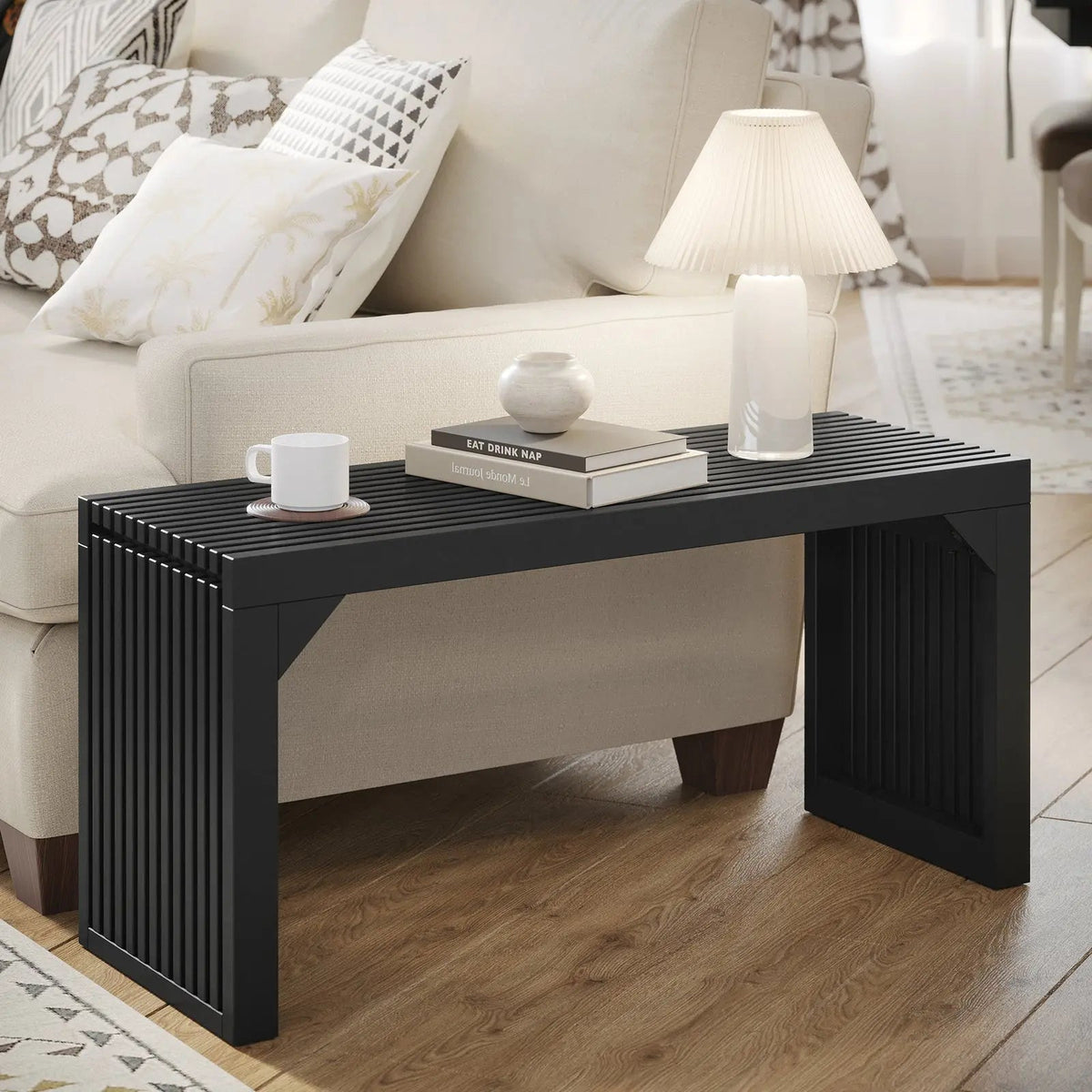 Solid Wood Grille Bench for Entryway, Patio and Indoor Spaces – view 2