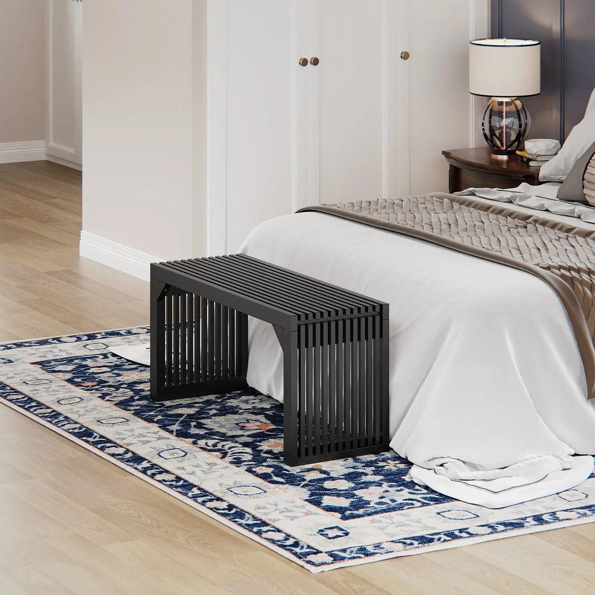 Solid Wood Grille Bench for Entryway, Patio and Indoor Spaces – view 5
