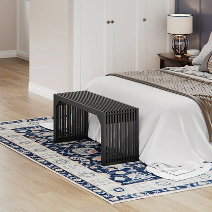 Solid Wood Grille Bench for Entryway, Patio and Indoor Spaces – view 5