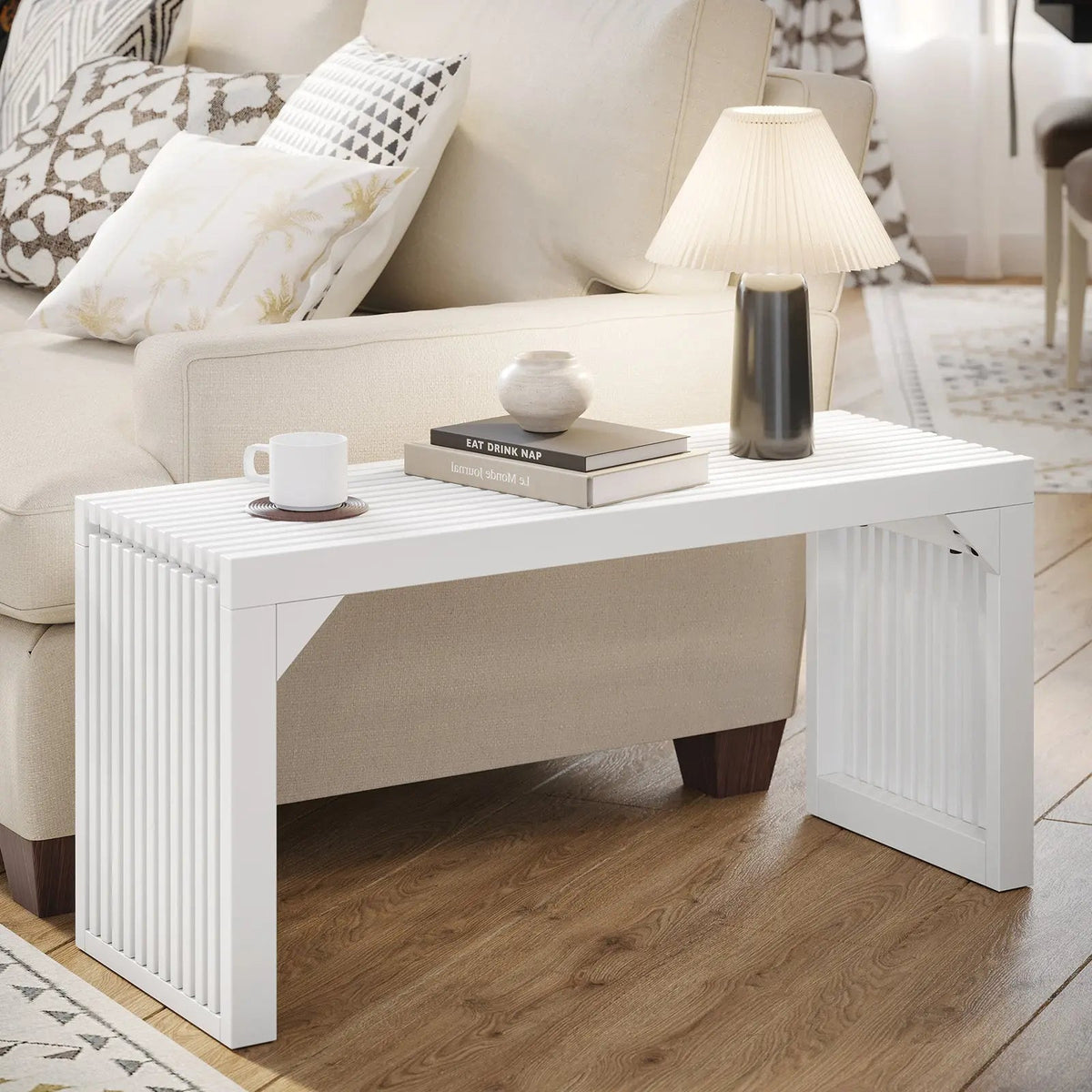 Solid Wood Grille Bench for Entryway, Patio and Indoor Spaces – view 11