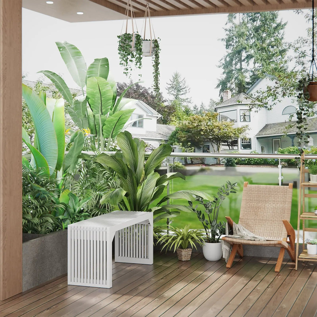 Solid Wood Grille Bench for Entryway, Patio and Indoor Spaces – view 14