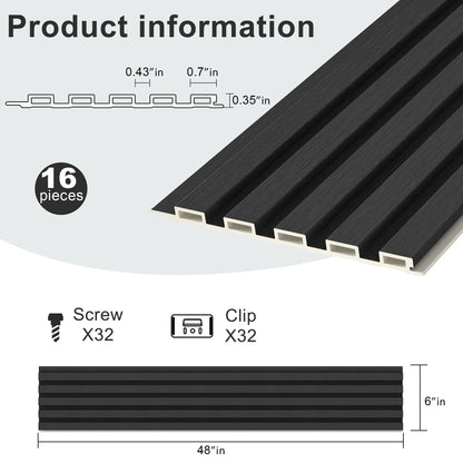 48 x 6 Inch WPC Slat Wall Panels, 16 Pack – Wood Finish Composite – view 9