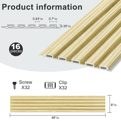 48 x 6 Inch WPC Slat Wall Panels, 16 Pack – Wood Finish Composite – view 31