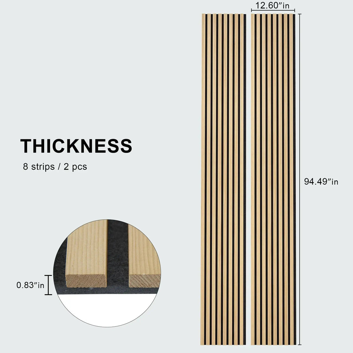 Acoustic Solid Wood Slat Wall Panels, 2 Panels Per Box – view 6