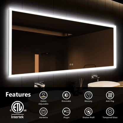 Deluxe Edge Glow LED Bathroom Mirror with Anti-Fog, Large Sizes – view 4