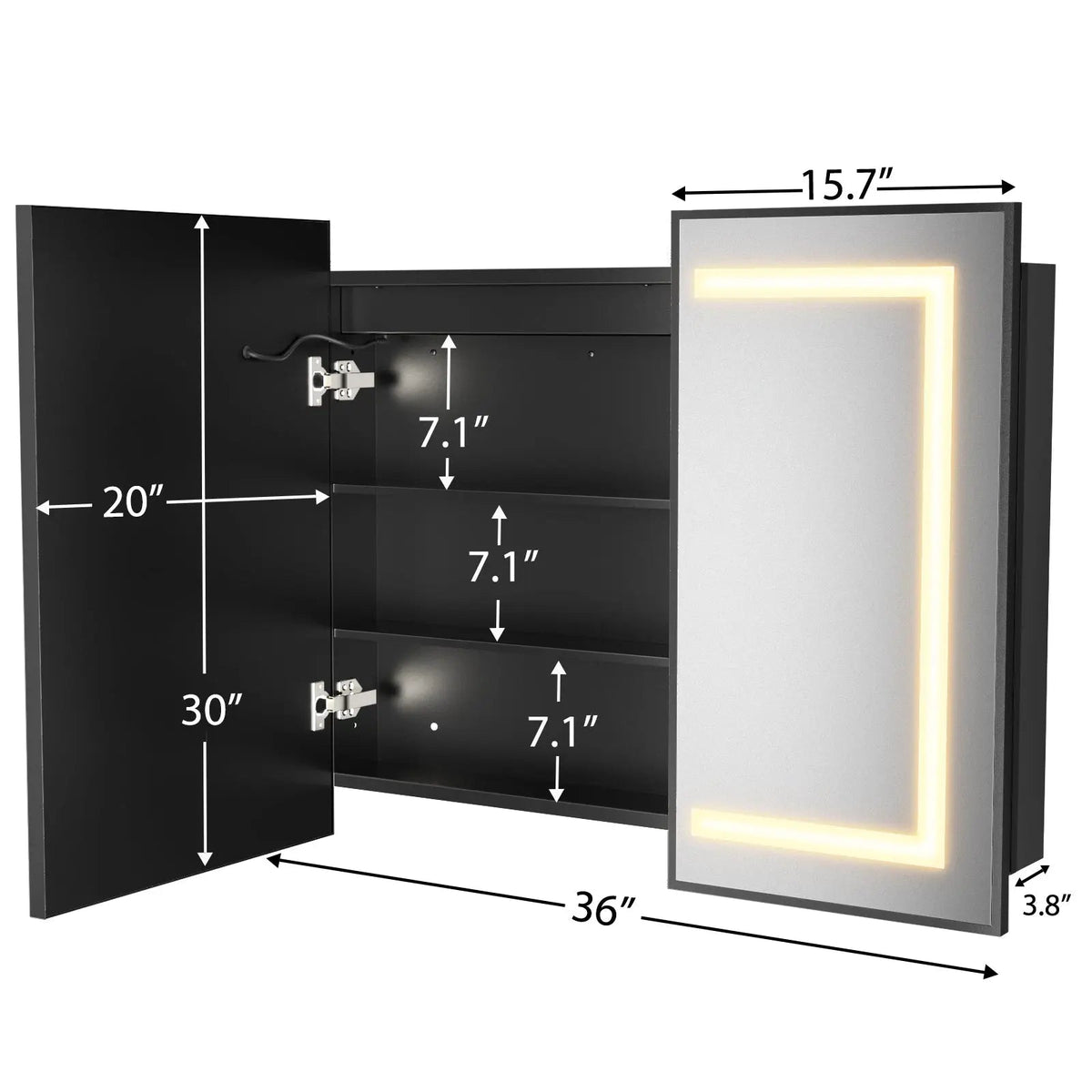 Framed Recessed LED Medicine Cabinet with Mirror, Dimmable – Medium – view 9