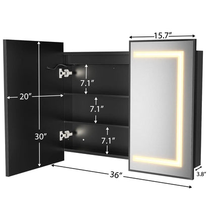 Framed Recessed LED Medicine Cabinet with Mirror, Dimmable – Medium – view 9