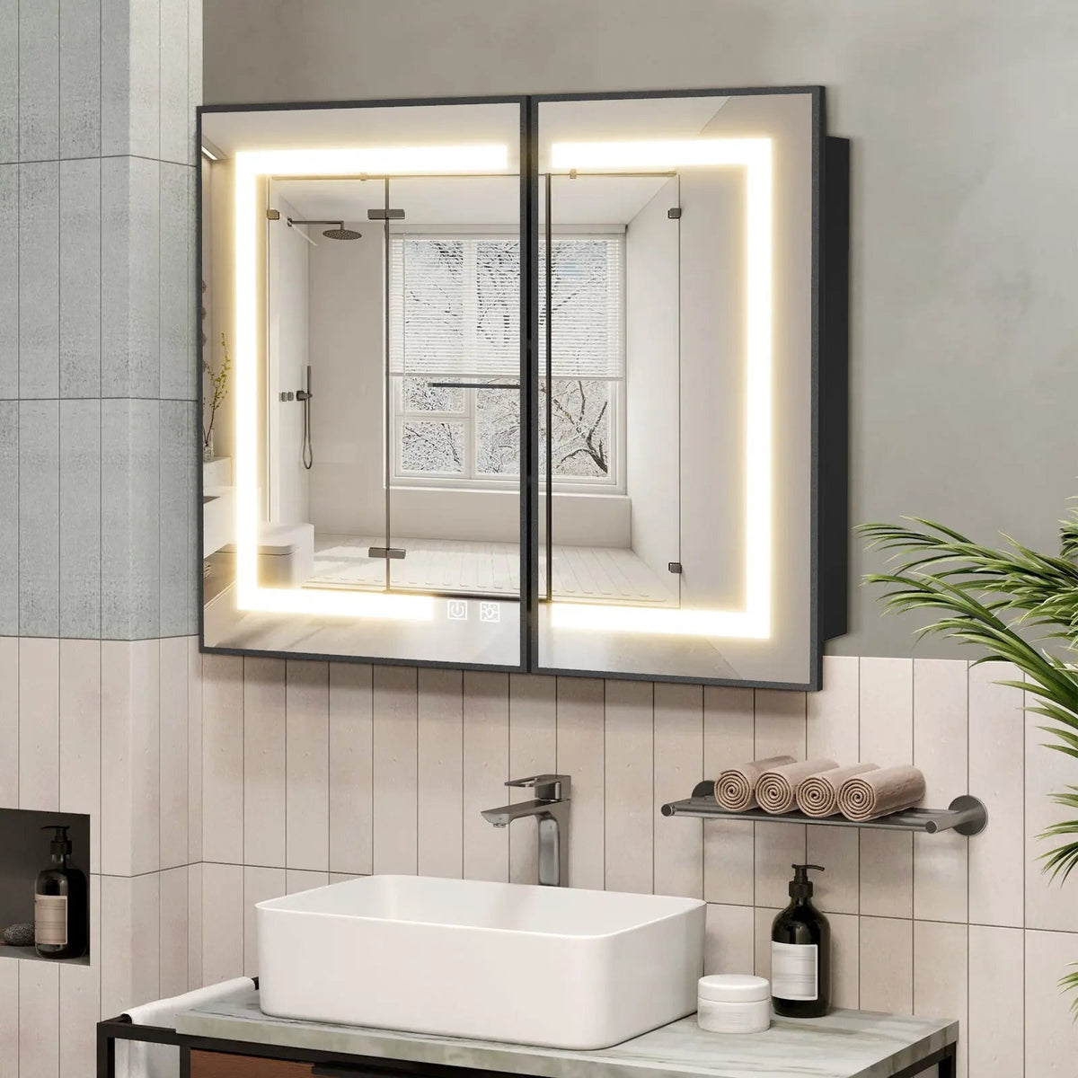 Metal Framed Recessed LED Medicine Cabinet