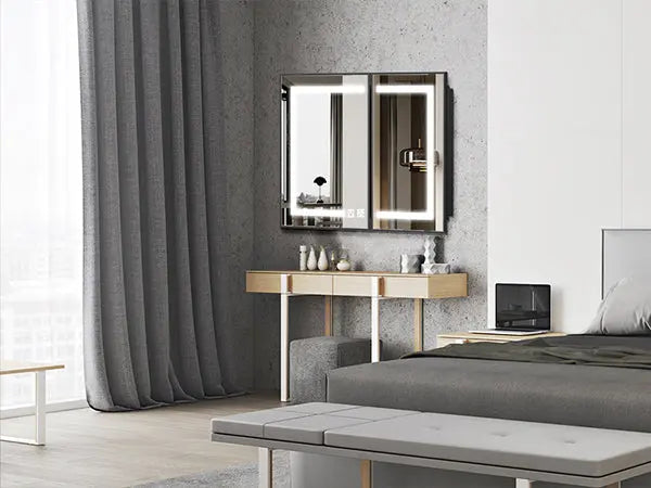 Framed Recessed LED Medicine Cabinet with Mirror, Dimmable – Medium – view 13