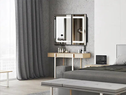 Framed Recessed LED Medicine Cabinet with Mirror, Dimmable – Medium – view 13