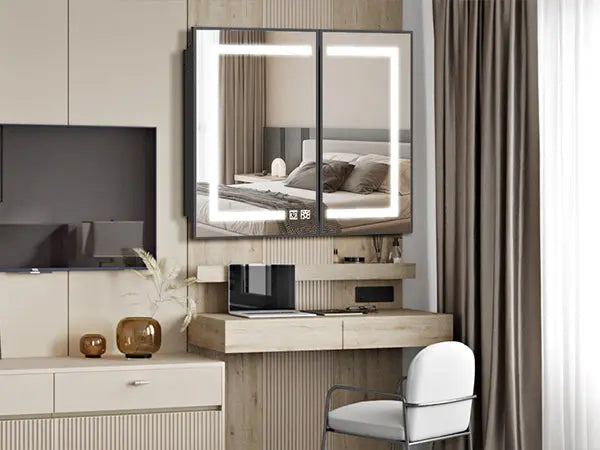 Framed Recessed LED Medicine Cabinet with Mirror, Dimmable – Medium – view 14