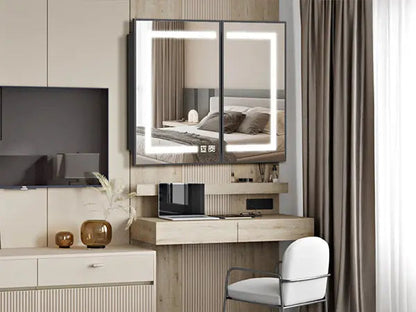 Framed Recessed LED Medicine Cabinet with Mirror, Dimmable – Medium – view 14