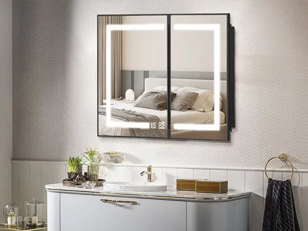 Framed Recessed LED Medicine Cabinet with Mirror, Dimmable – Medium – view 15
