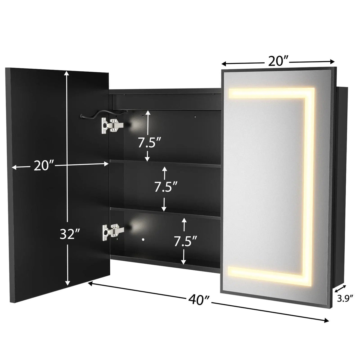Framed Recessed LED Medicine Cabinet with Mirror, Dimmable – Medium – view 4