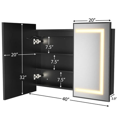 Framed Recessed LED Medicine Cabinet with Mirror, Dimmable – Medium – view 4