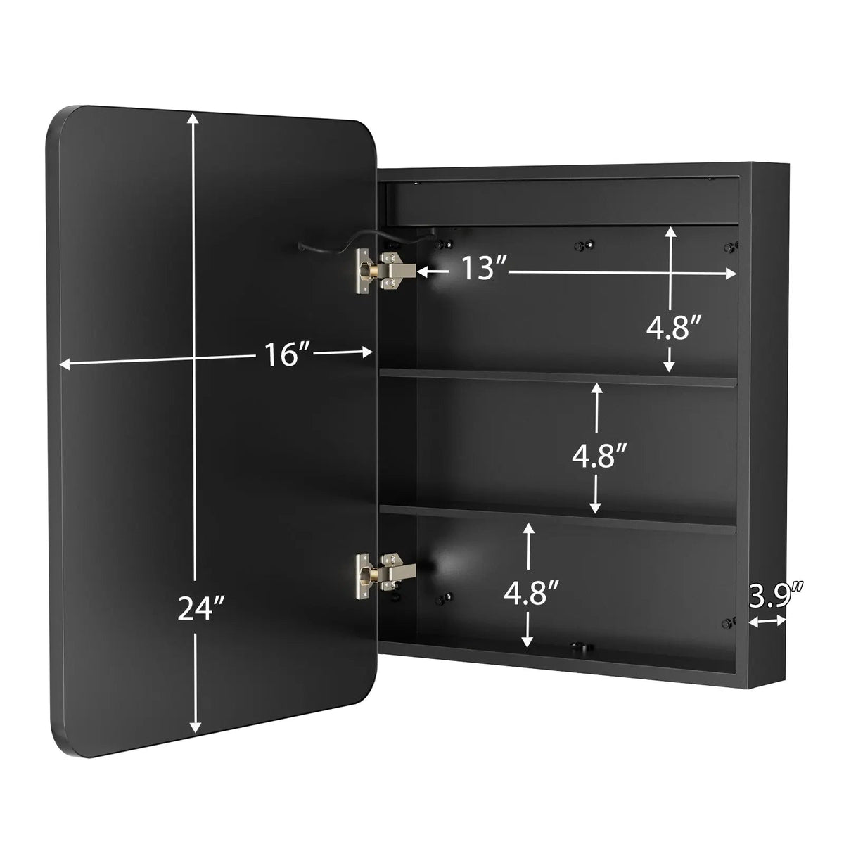 Framed Recessed LED Lighted Bathroom Medicine Cabinet with Mirror – Small – view 9