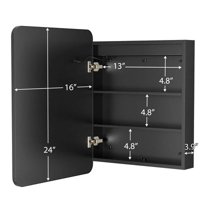 Framed Recessed LED Lighted Bathroom Medicine Cabinet with Mirror – Small – view 9