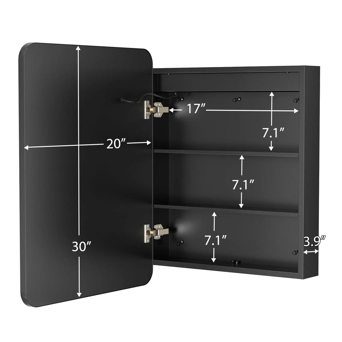 Framed Recessed LED Lighted Bathroom Medicine Cabinet with Mirror – Small – view 10