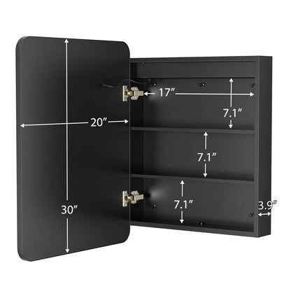 Framed Recessed LED Lighted Bathroom Medicine Cabinet with Mirror – Small – view 10