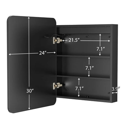 Framed Recessed LED Lighted Bathroom Medicine Cabinet with Mirror – Small – view 11