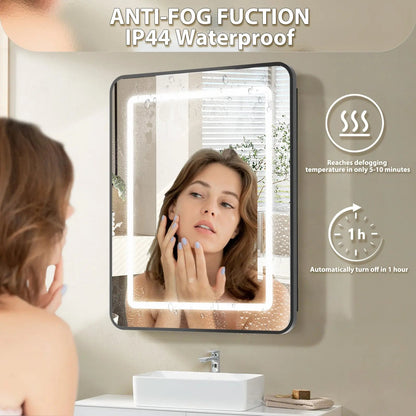 Framed Recessed LED Lighted Bathroom Medicine Cabinet with Mirror – Small – view 14