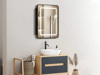 Framed Recessed LED Lighted Bathroom Medicine Cabinet with Mirror – Small – view 5