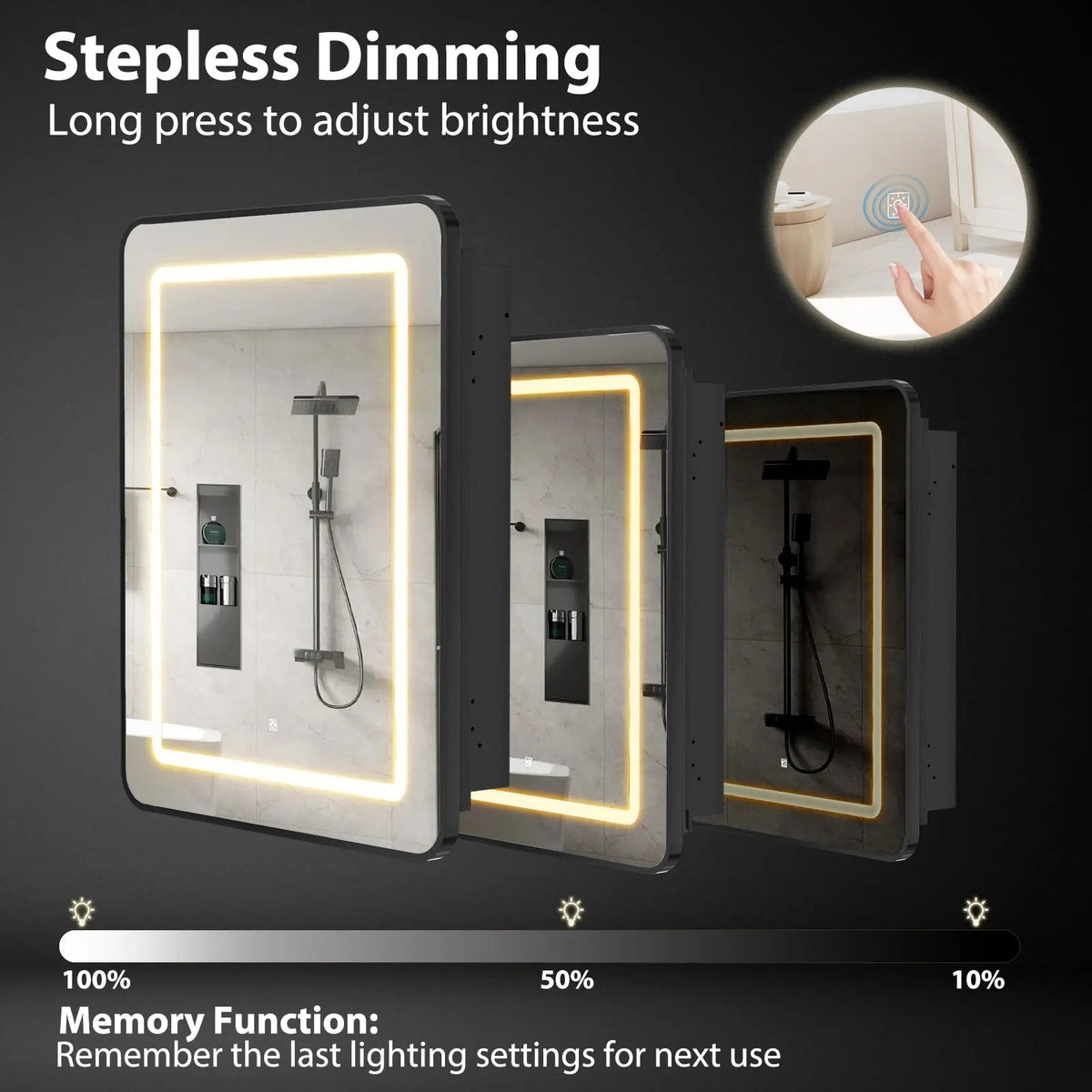 Framed Recessed LED Lighted Bathroom Medicine Cabinet with Mirror – Small – view 4