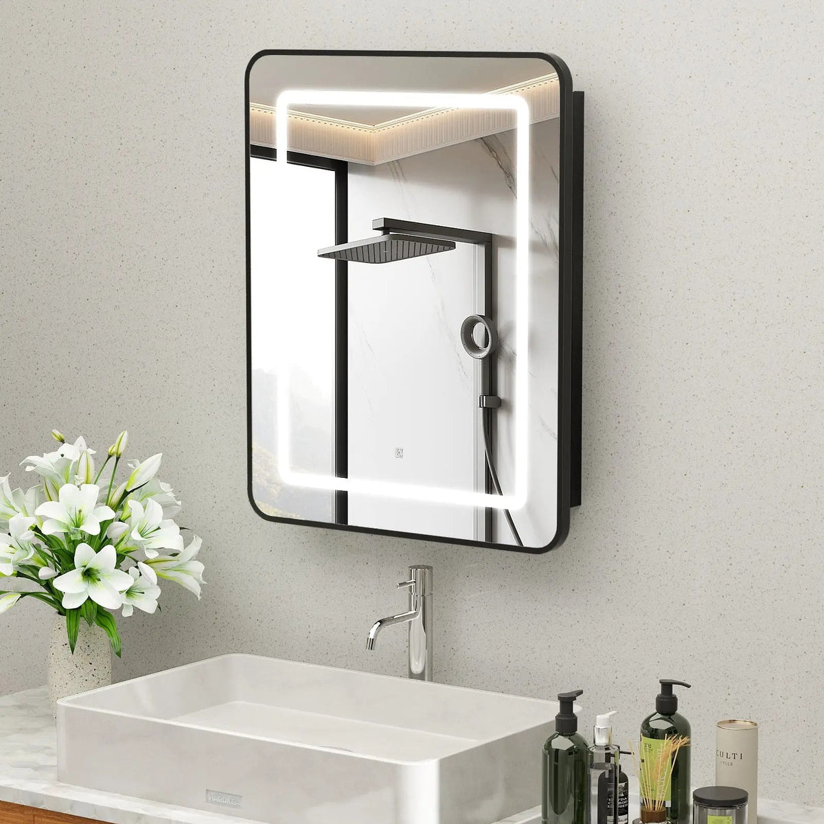Hausvita Framed Recessed LED Light Bathroom Medicine Cabinet -small