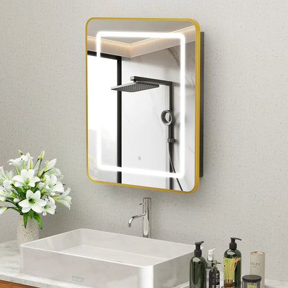 Framed Recessed LED Lighted Bathroom Medicine Cabinet with Mirror – Small – view 2