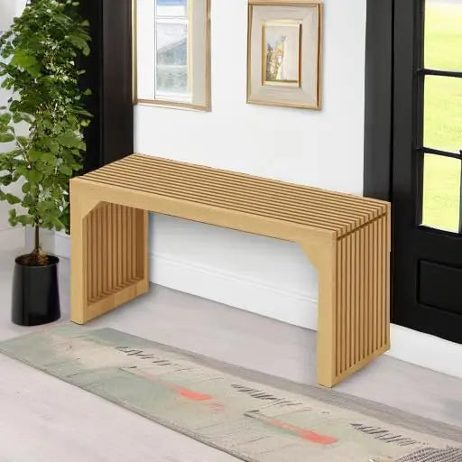 35" Wood Grille Dining Bench for Entryway, Kitchen and Living Room – view 4