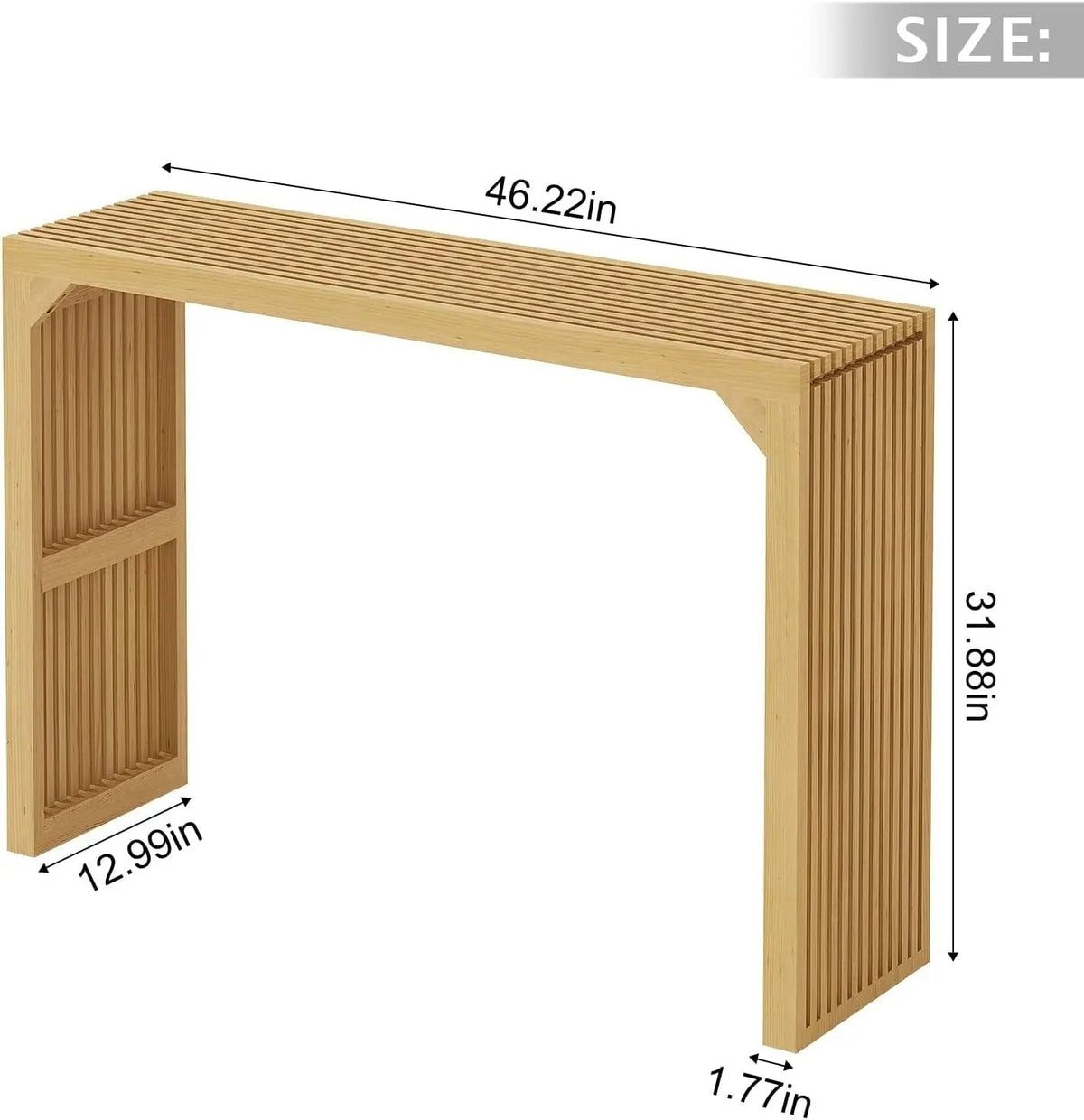 35" Wood Grille Dining Bench for Entryway, Kitchen and Living Room – view 51