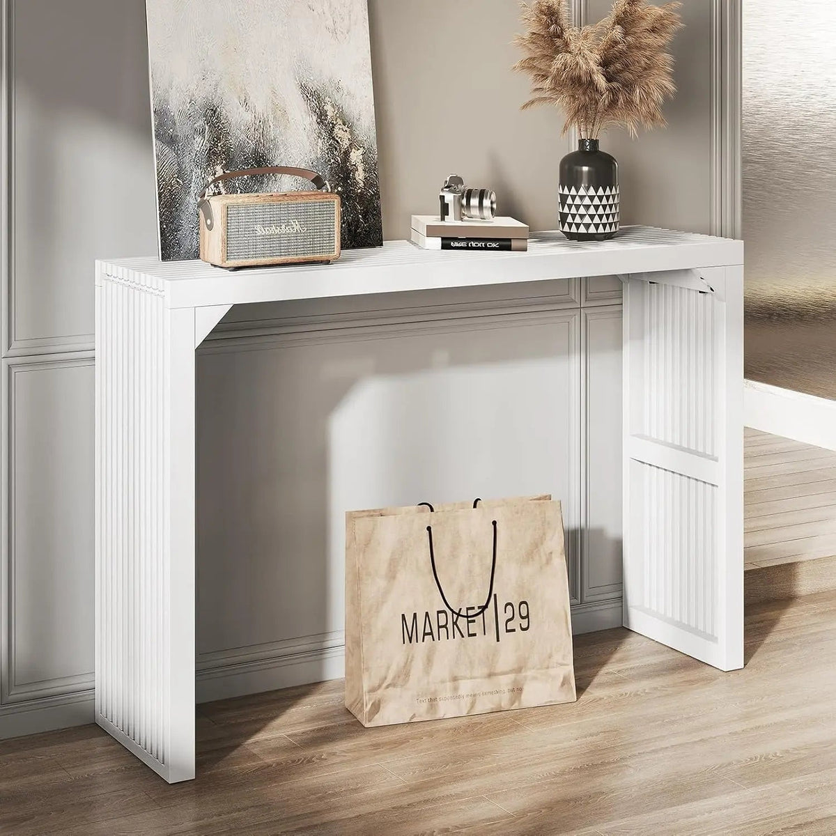 35" Wood Grille Dining Bench for Entryway, Kitchen and Living Room – view 60