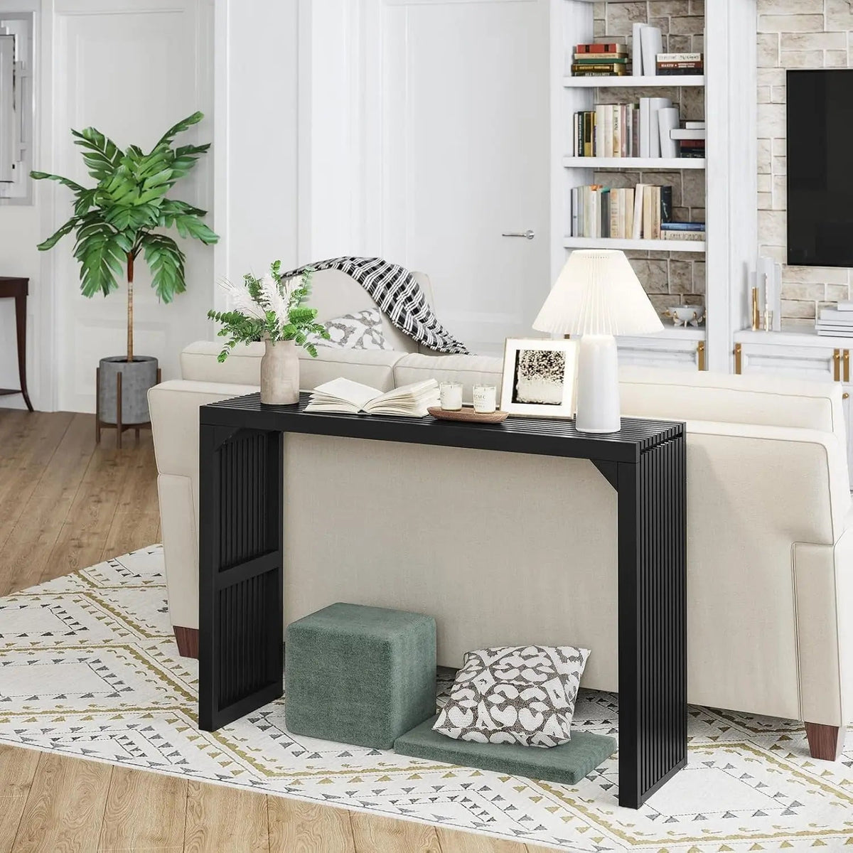 35" Wood Grille Dining Bench for Entryway, Kitchen and Living Room – view 70