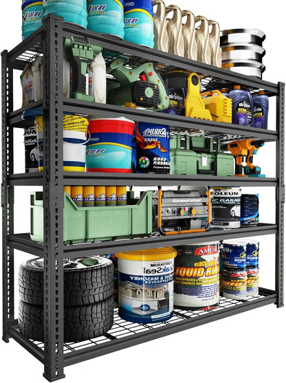 Heavy-Duty 5-Tier Metal Wire Storage Shelving Unit in Black – view 2