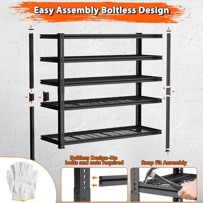 Heavy-Duty 5-Tier Metal Wire Storage Shelving Unit in Black – view 6
