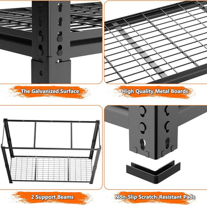 Heavy-Duty 5-Tier Metal Wire Storage Shelving Unit in Black – view 5