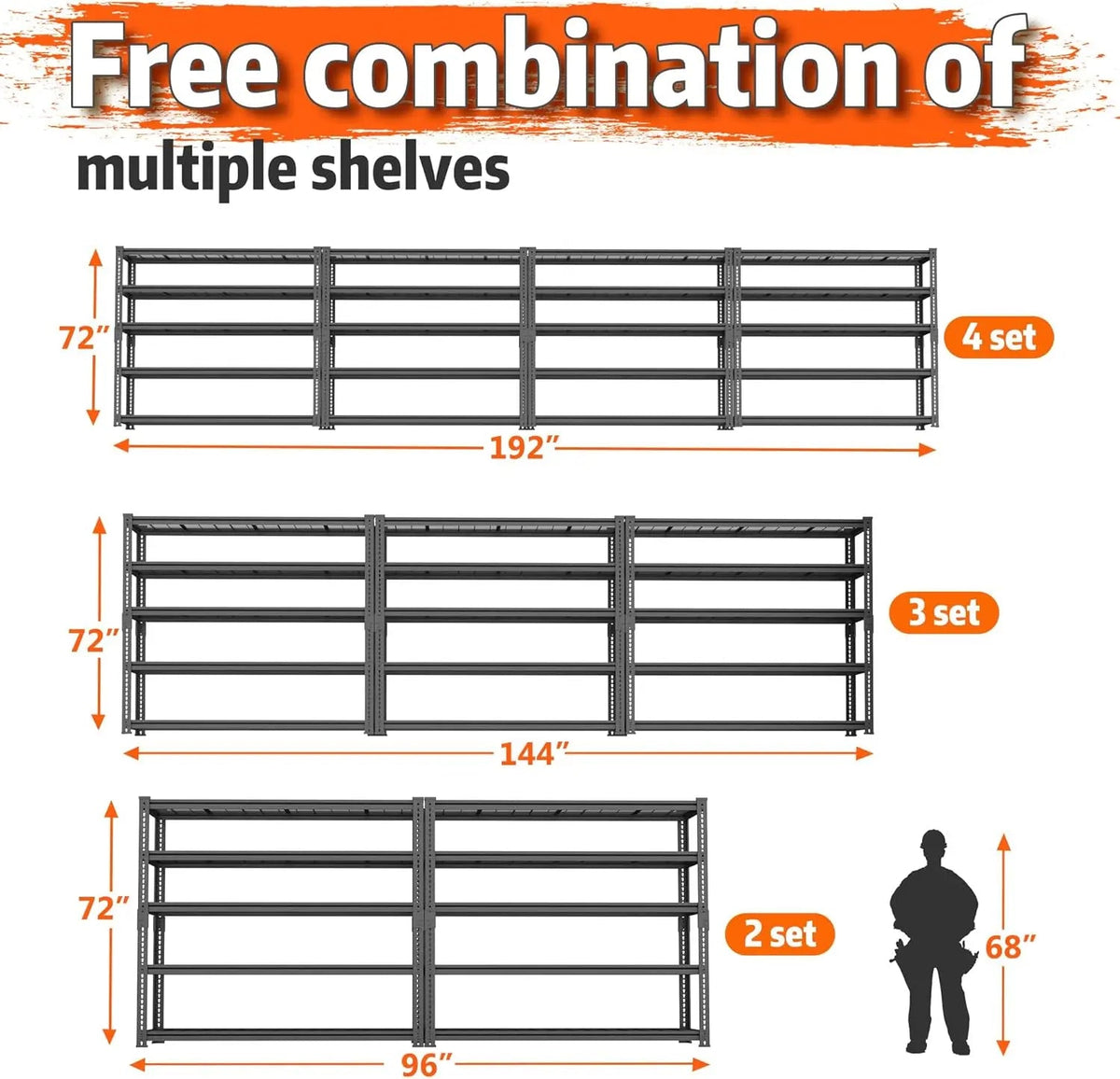 Heavy-Duty 5-Tier Metal Wire Storage Shelving Unit in Black – view 7