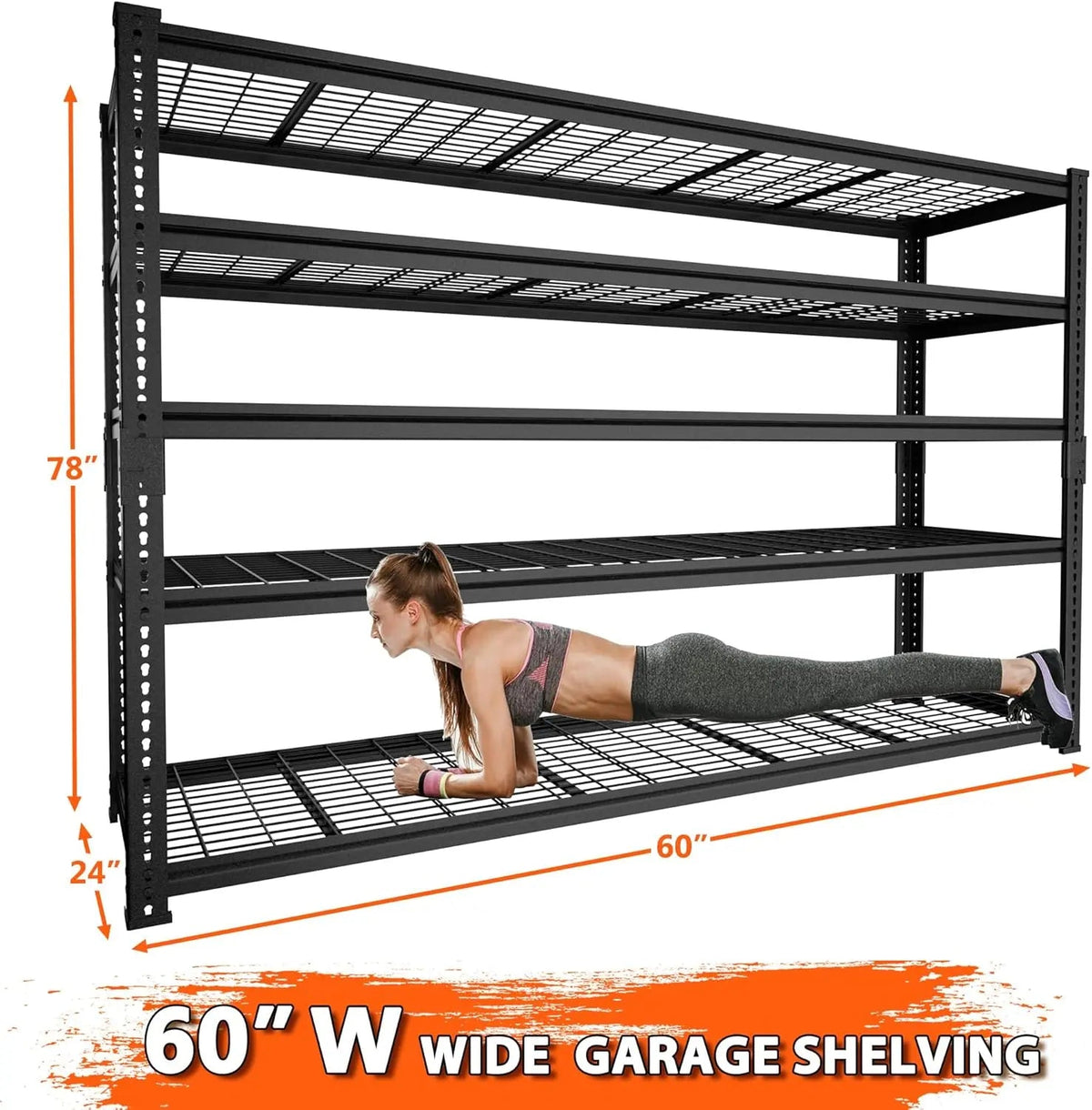 Heavy-Duty 5-Tier Metal Wire Storage Shelving Unit in Black – view 9