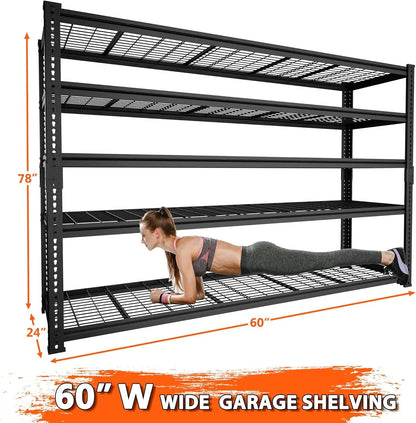 Heavy-Duty 5-Tier Metal Wire Storage Shelving Unit in Black – view 9