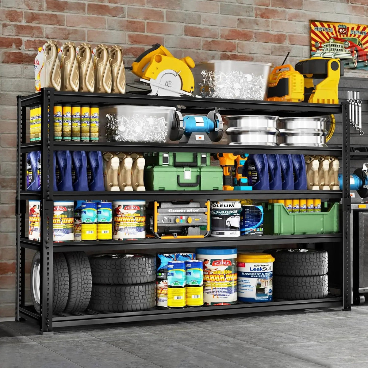 Heavy-Duty 5-Tier Metal Wire Storage Shelving Unit in Black – view 8