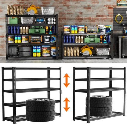 Heavy-Duty 5-Tier Metal Wire Storage Shelving Unit in Black – view 4