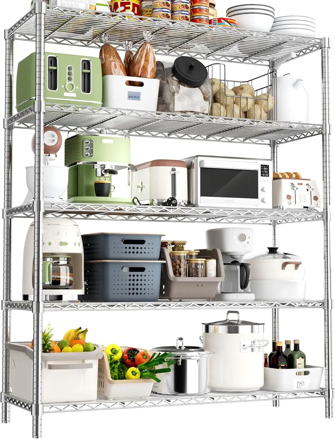 Heavy Duty 5-Tier Metal Storage Shelves, 48" L x 20" W x 72" H – view 7