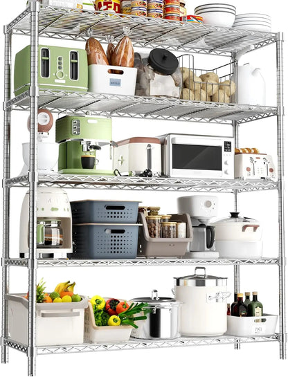 Heavy Duty 5-Tier Metal Storage Shelves, 48" L x 20" W x 72" H – view 7