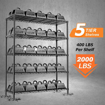 Heavy Duty 5-Tier Metal Storage Shelves, 48" L x 20" W x 72" H – view 5