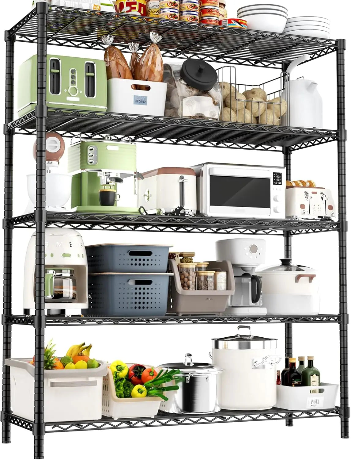 Heavy Duty 5-Tier Metal Storage Shelves, 48" L x 20" W x 72" H – view 2