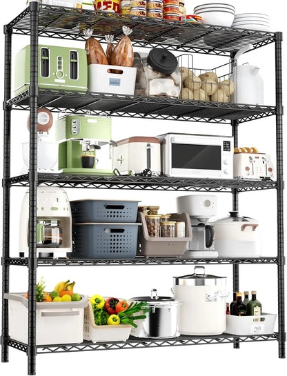 Heavy Duty 5-Tier Metal Storage Shelves, 48" L x 20" W x 72" H – view 2
