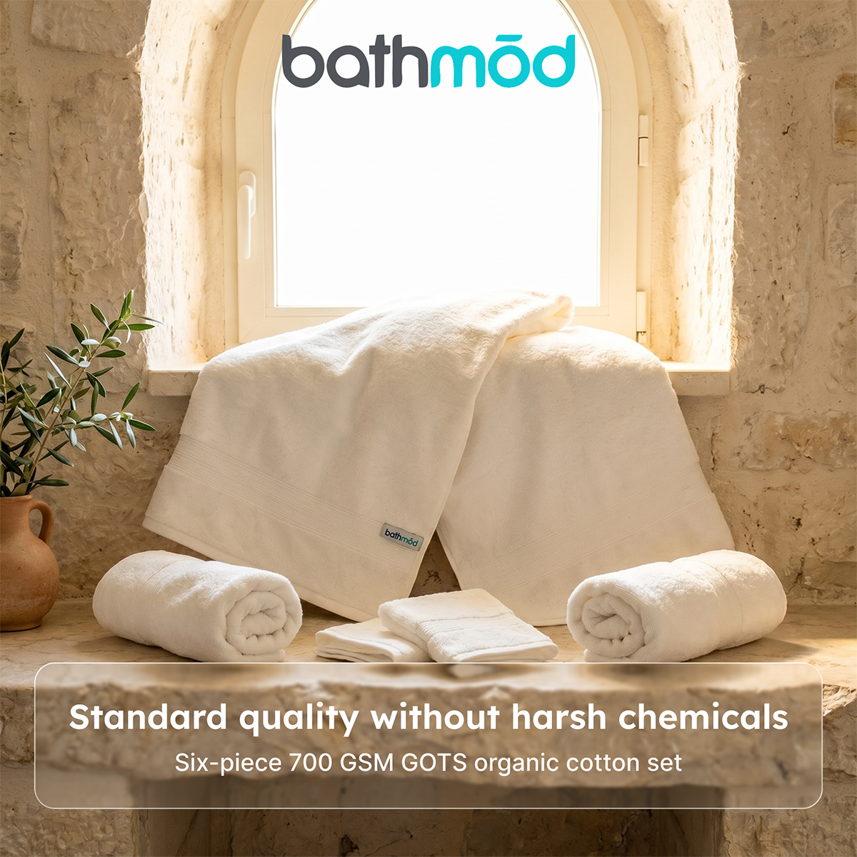 Luxury Organic Cotton Six-Piece Bath Towel Set, GOTS Certified – view 3