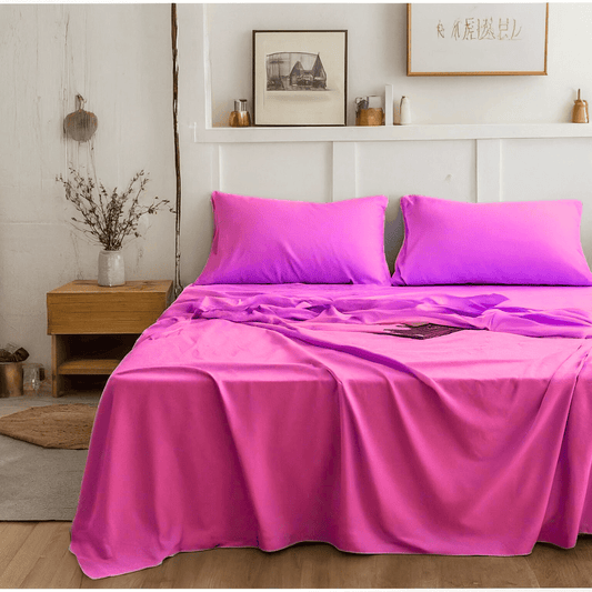 Rose Pink Microfiber Bed Sheet Set